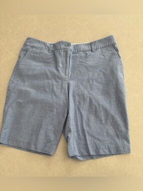 Talbots Newport Blue Chambray Perfect Short 11” Bermuda Size 12 Petite Classic